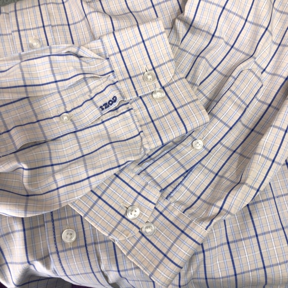 Izod Men’s 80’s 2 Ply Oxford Plaid Long Sleeve Dress Shirt - Picture 6 of 7